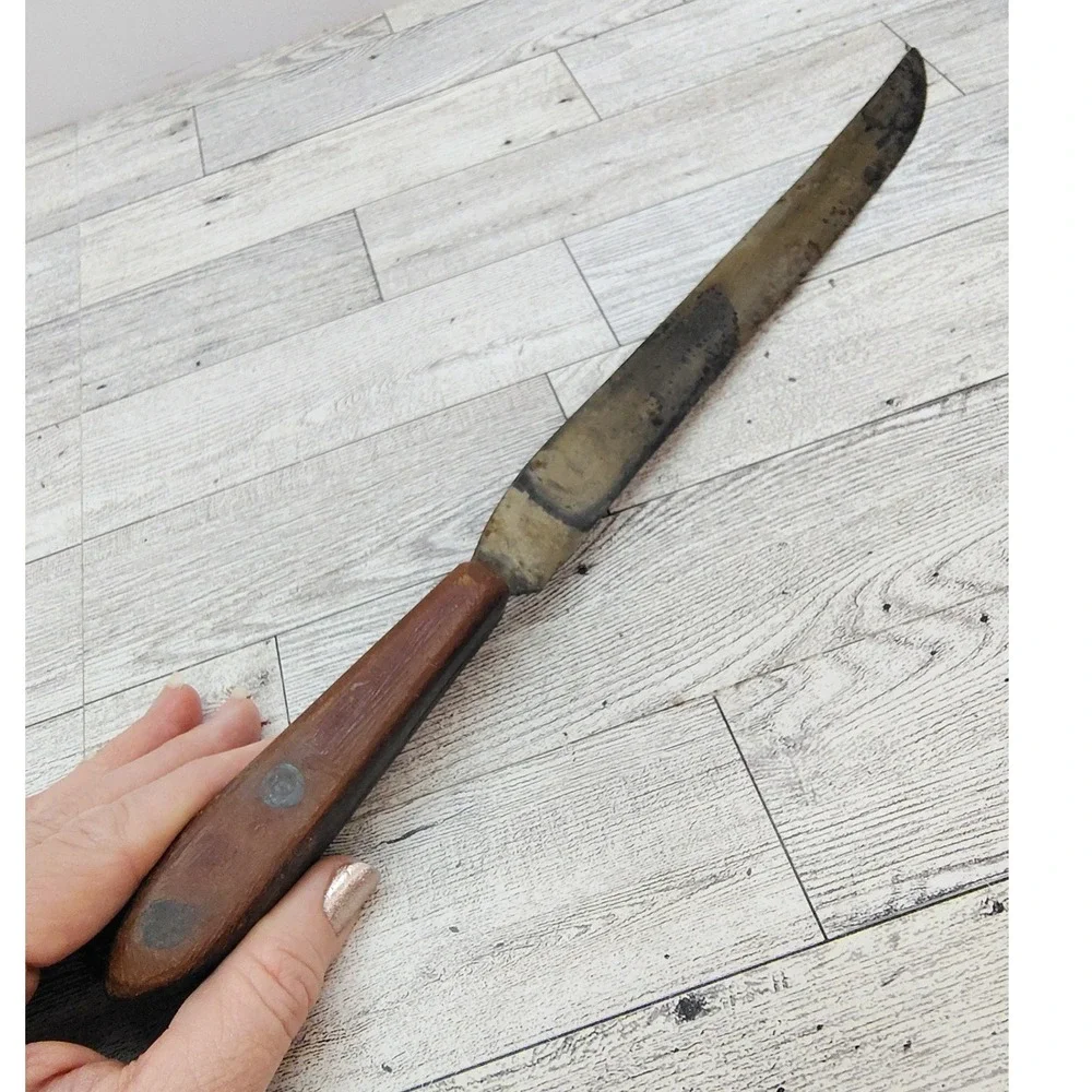 Vintage Wooden Handle Kitchen Knife Rustic‎ Farmhouse Decor Display